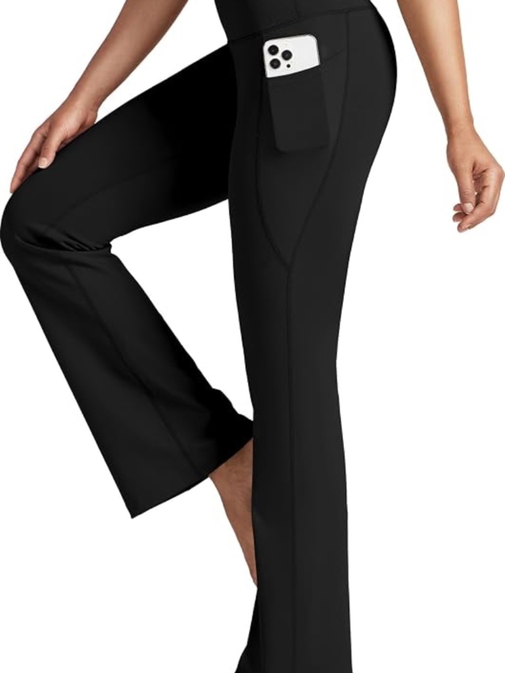 Daisy Fuentes  Fit Yoga Bootcut Flare Pants with pockets black size large